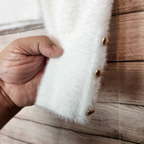 Bailey 44 Revolve Crew Neck Long Sleeve Sweater White Size XS Cropped Fuzzy - Picture 6 of 14